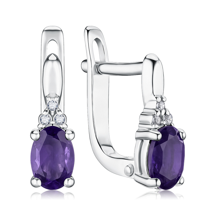 Срібні сережки з аметистом. Артикул 40149/12/1/5605