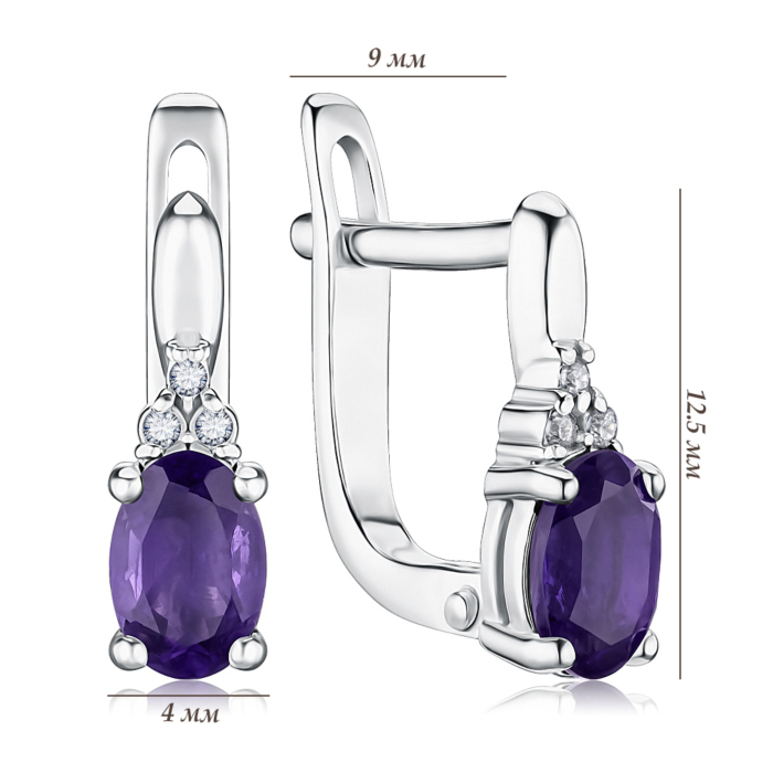 Срібні сережки з аметистом. Артикул 40149/12/1/5605