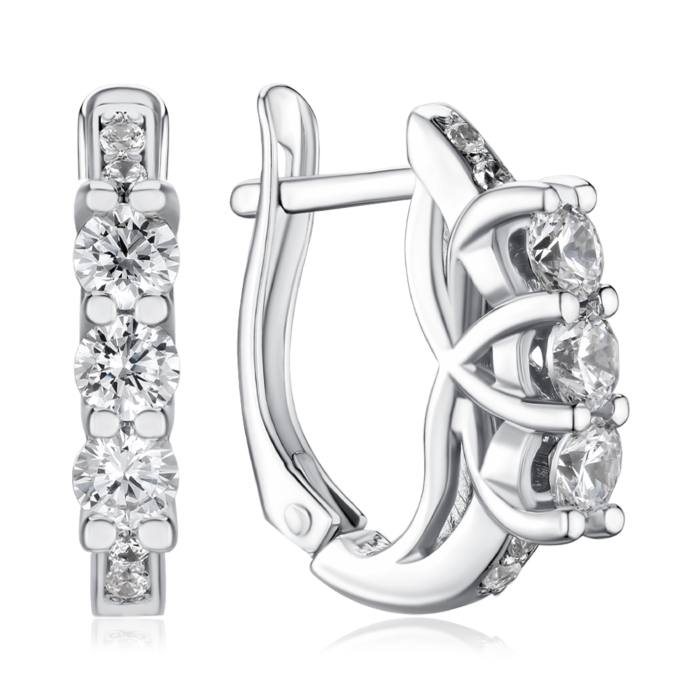 Срібні сережки з фіанітами с40161