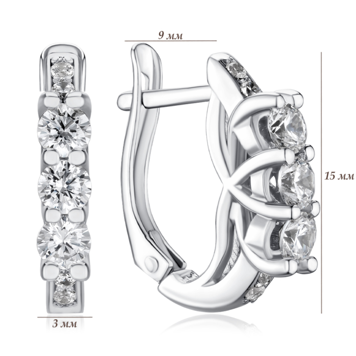 Срібні сережки з фіанітами с40161