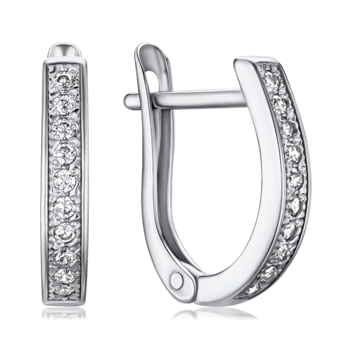 Срібні сережки з фіанітами с40163