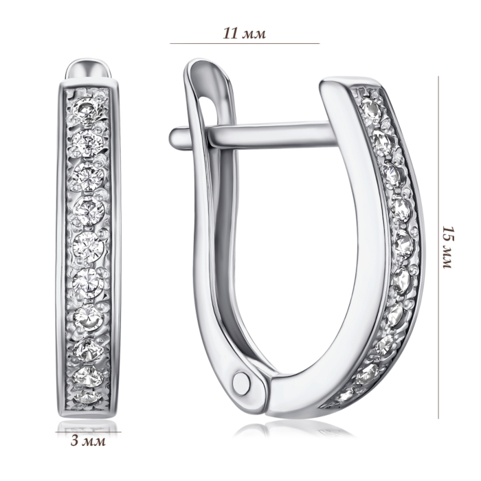 Срібні сережки з фіанітами с40163