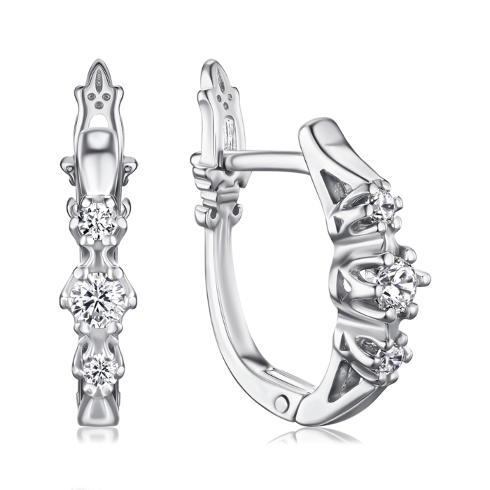 Срібні сережки з фіанітами с40174