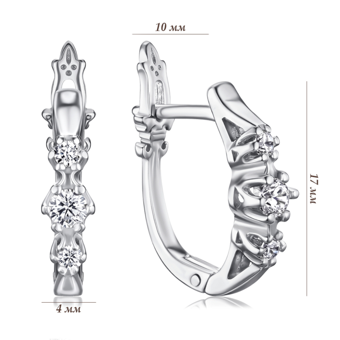 Срібні сережки з фіанітами с40174