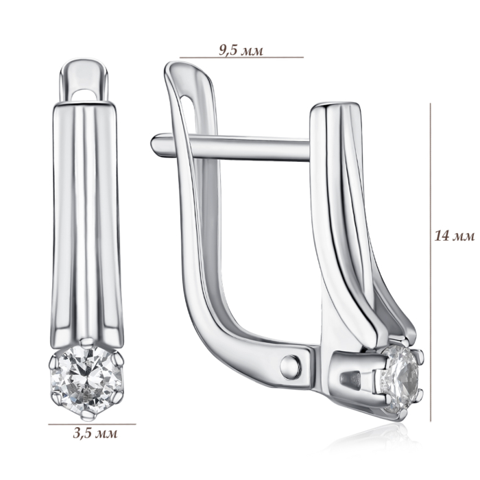 Серебряные серьги с фианитом с40185