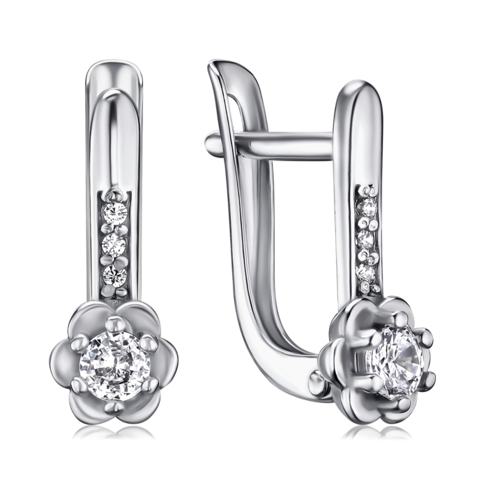 Срібні сережки з фіанітами с40194