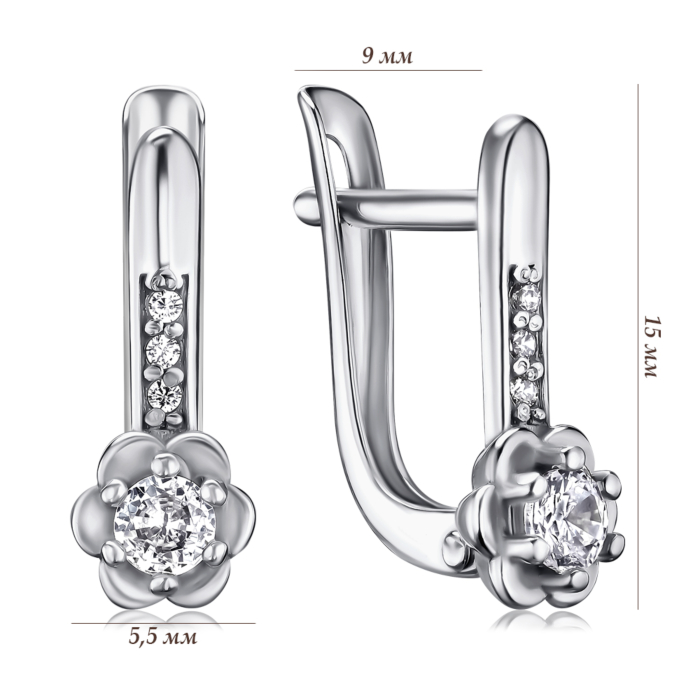 Срібні сережки з фіанітами с40194