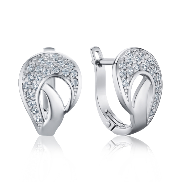 Срібні сережки з фіанітами с40215