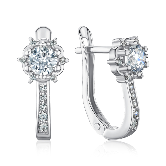 Срібні сережки з фіанітами 40227/12/1/308