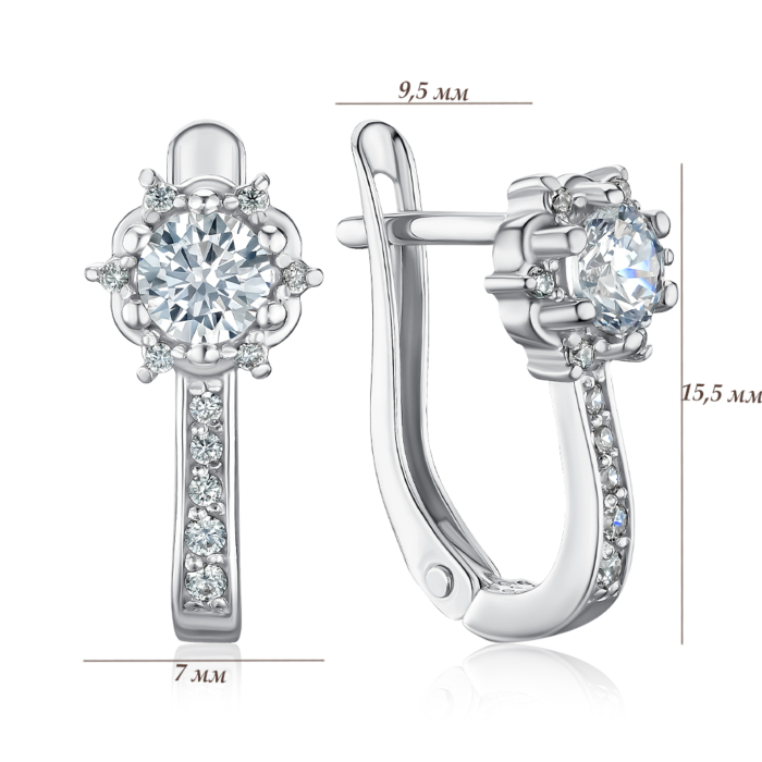 Срібні сережки з фіанітами 40227/12/1/308