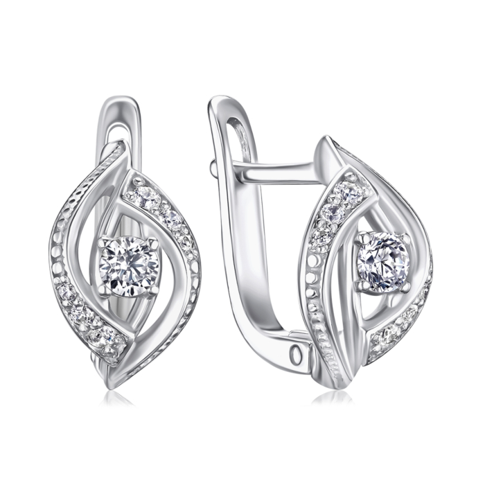 Срібні сережки з фіанітами с40238