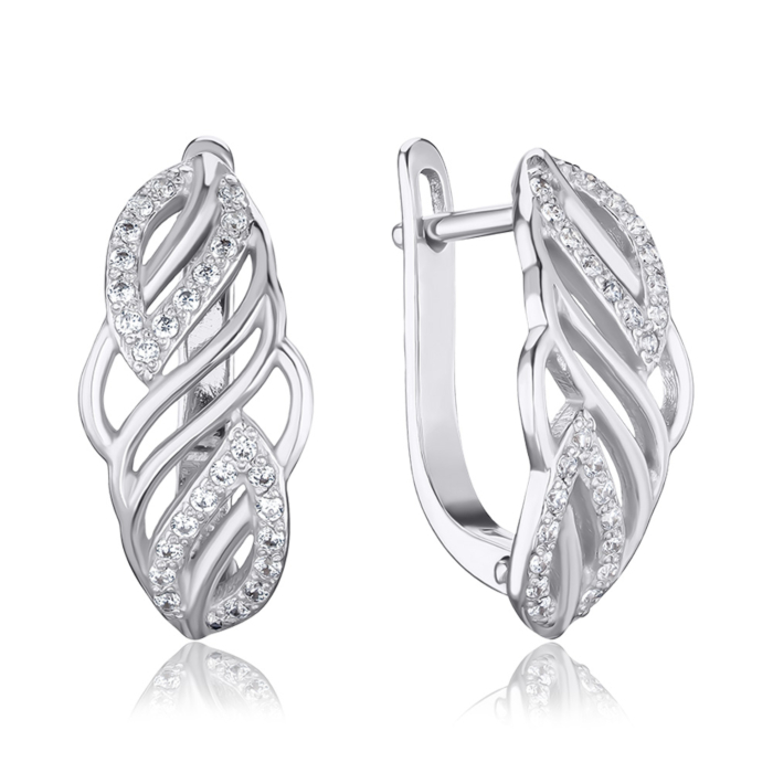 Серебряные серьги с фианитами с40260