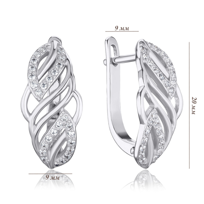 Серебряные серьги с фианитами с40260