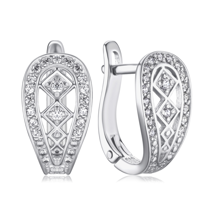 Срібні сережки з фіанітами с40273