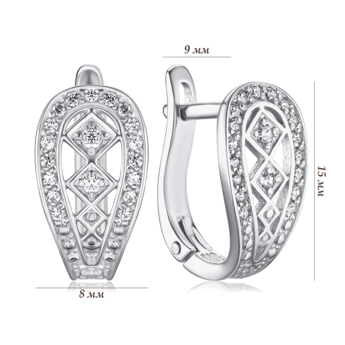 Срібні сережки з фіанітами с40273