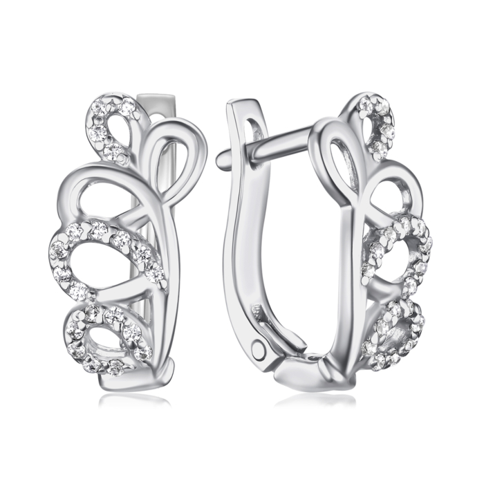 Срібні сережки з фіанітами с40284