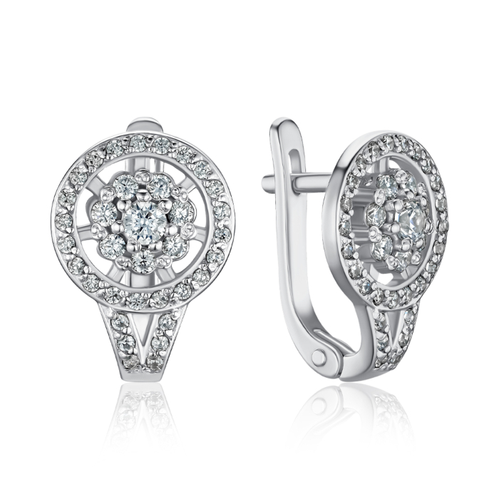 Срібні сережки з фіанітами с40288