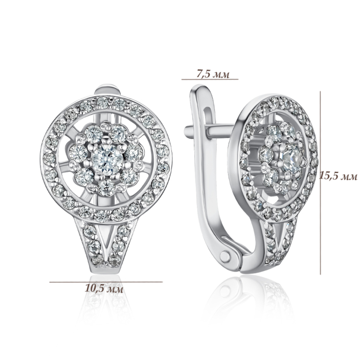 Срібні сережки з фіанітами с40288