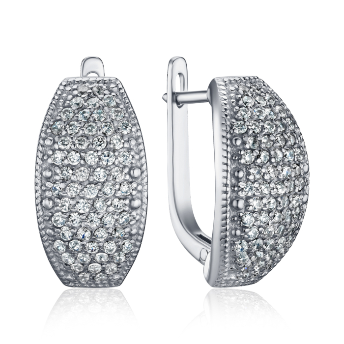 Срібні сережки з фіанітами с40293