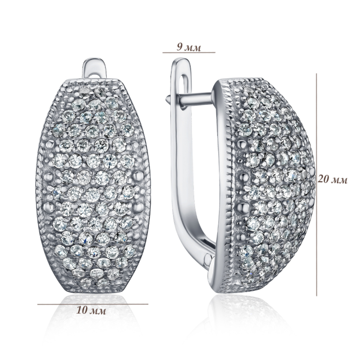 Срібні сережки з фіанітами с40293