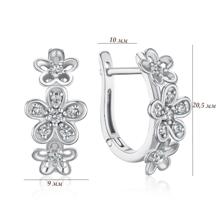 Срібні сережки з фіанітами 40296/12/1/57