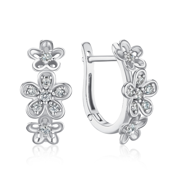 Срібні сережки з фіанітами 40296/12/1/57