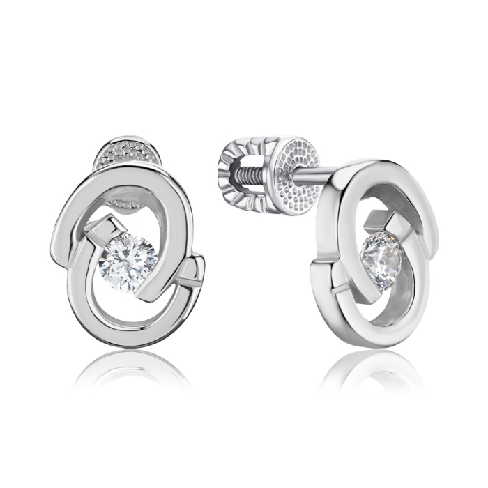 Срібні сережки з фіанітом с40305