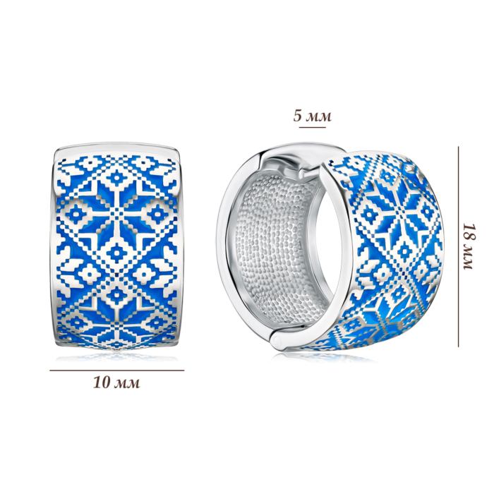 Серебряные серьги с голубой эмалью с40365/с