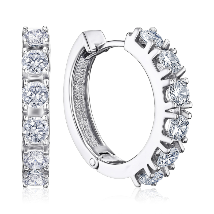 Срібні сережки конго з фіанітами 40397/12/1/53