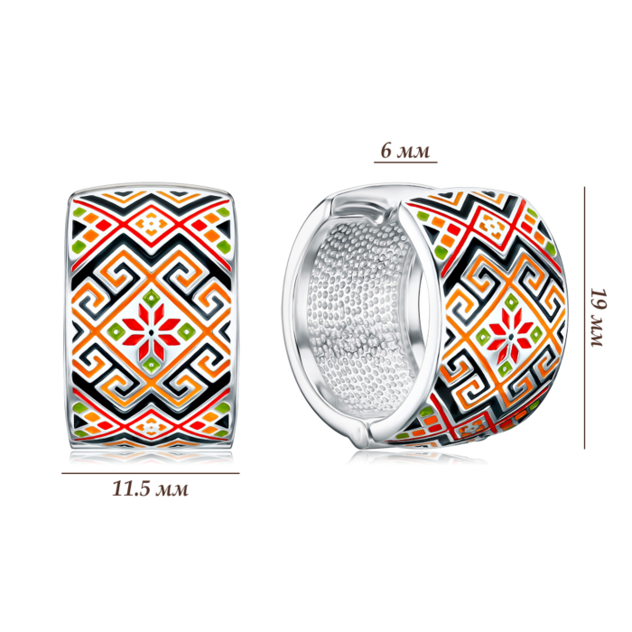 Срібні сережки-конго з емаллю 40401/12/1/828