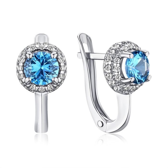 Срібні сережки зі шпинеллю. Артикул 40421/12/1/1434