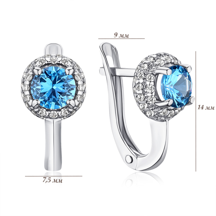 Срібні сережки зі шпинеллю. Артикул 40421/12/1/1434