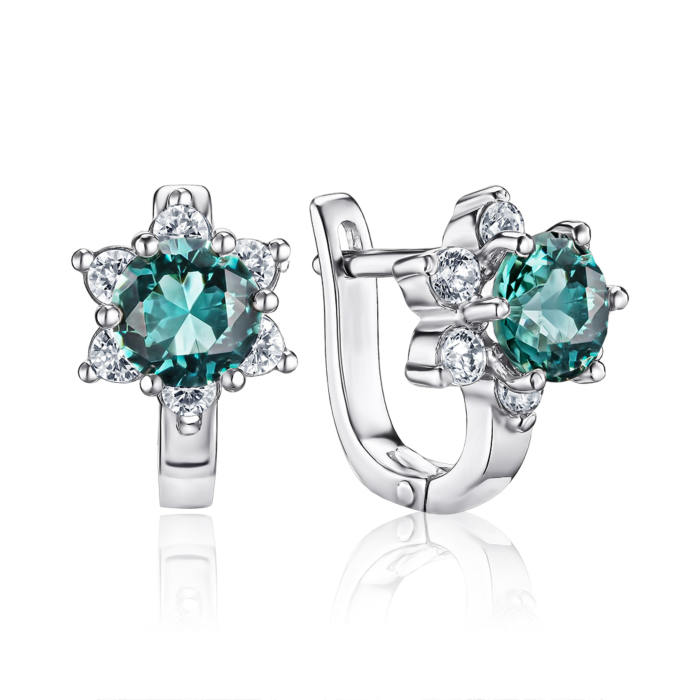 Серебряные серьги с кварцем и фианитами. Артикул 40424/12/1/2732