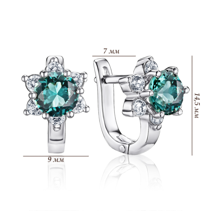 Серебряные серьги с кварцем и фианитами. Артикул 40424/12/1/2732