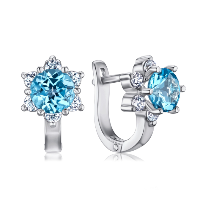 Серебряные серьги с топазом и фианитами 40424/12/1/6905
