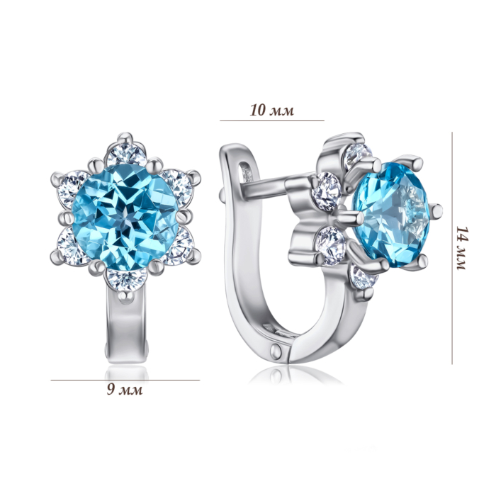 Серебряные серьги с топазом и фианитами 40424/12/1/6905