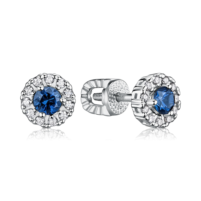 Серебряные серьги с сапфиром. Артикул 40442/12/1/21348