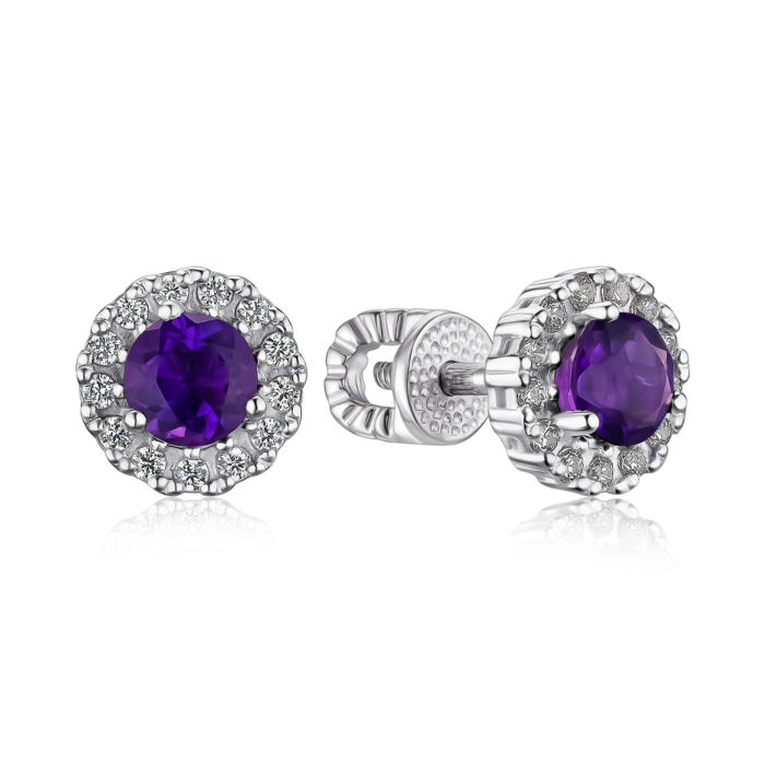 Срібні сережки з аметистом 40443/12/1/6325
