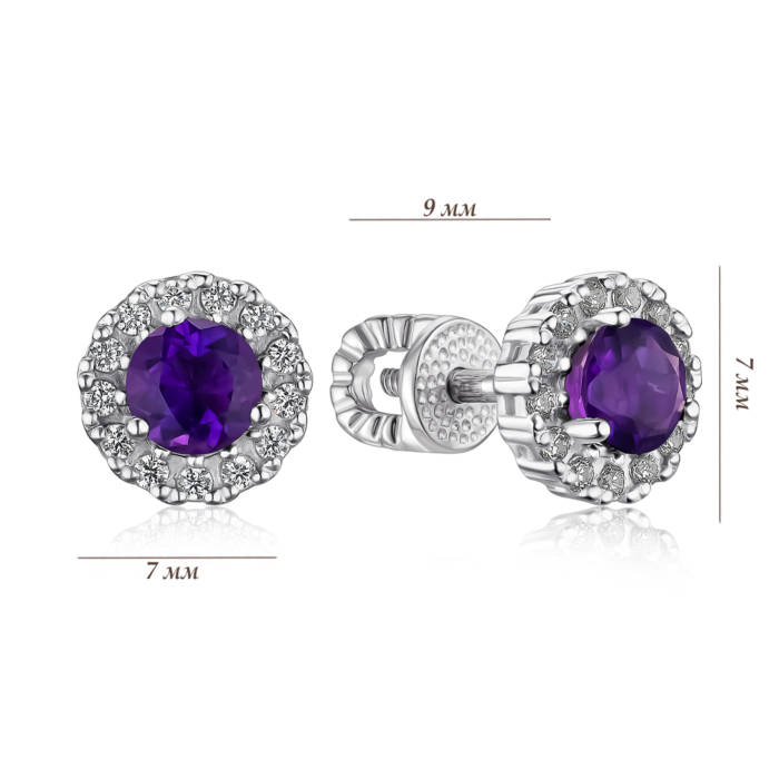 Срібні сережки з аметистом 40443/12/1/6325