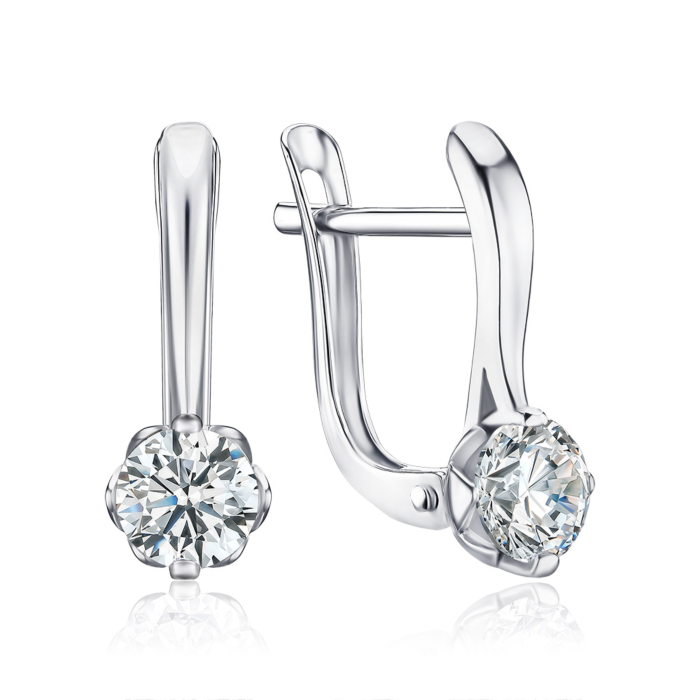 Срібні сережки з фіанітами Tesori Zirconia. Артикул 40451/12/1/4024