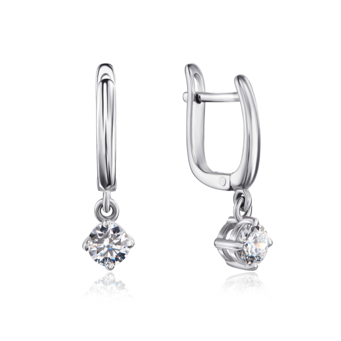 Срібні сережки з фіанітами Tesori Zirconia. Артикул 40456/12/1/4024