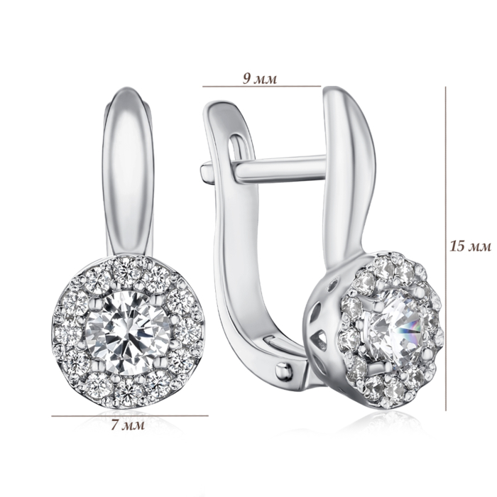 Серебряные серьги с фианитами 40467/12/1/54
