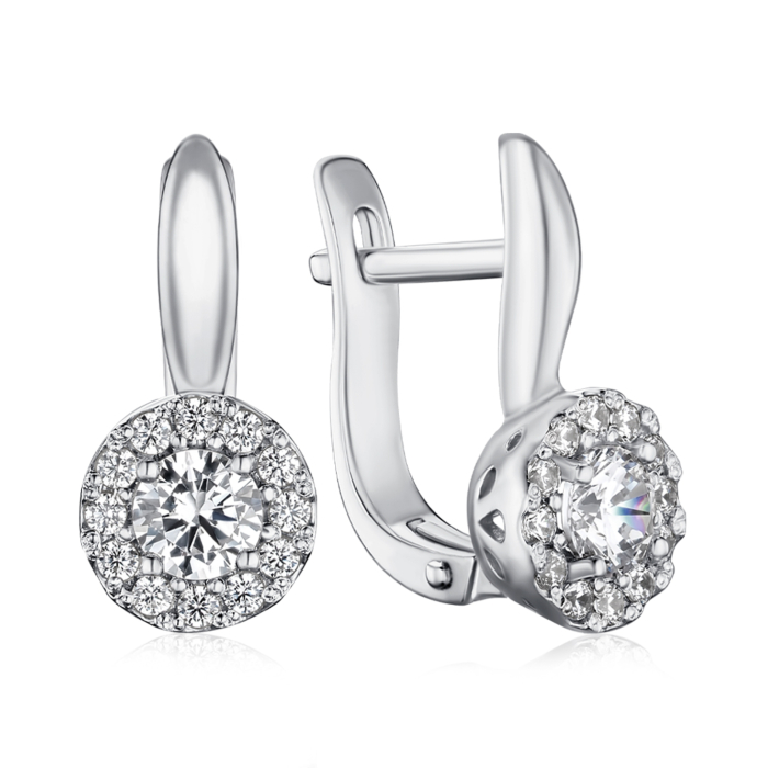 Серебряные серьги с фианитами 40467/12/1/54