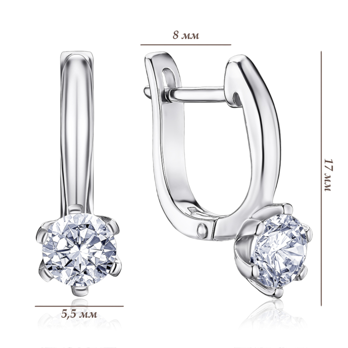Срібні сережки з фіанітом 40471/12/1/22