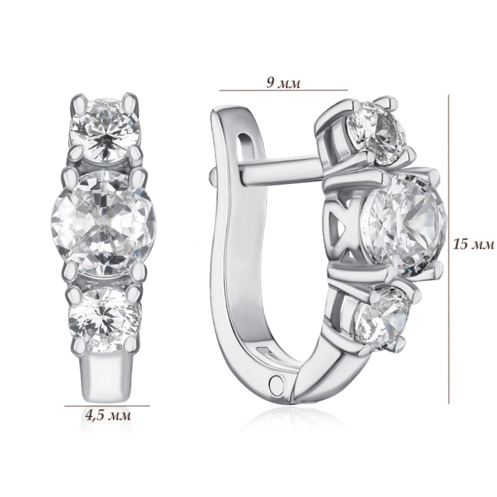Срібні сережки з фіанітами 40480/12/1/1773