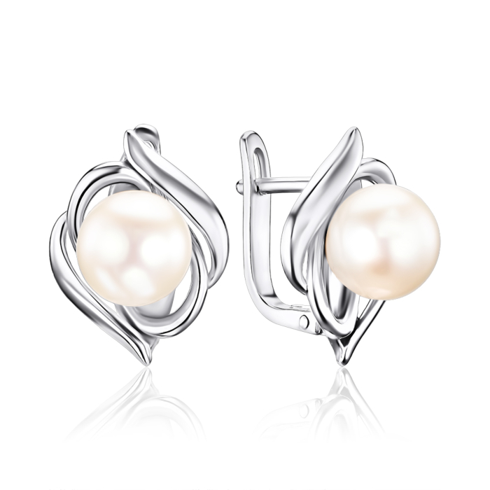 Срібні сережки з перлиною. Артикул 40485/12/1/1779