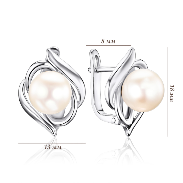 Срібні сережки з перлиною. Артикул 40485/12/1/1779