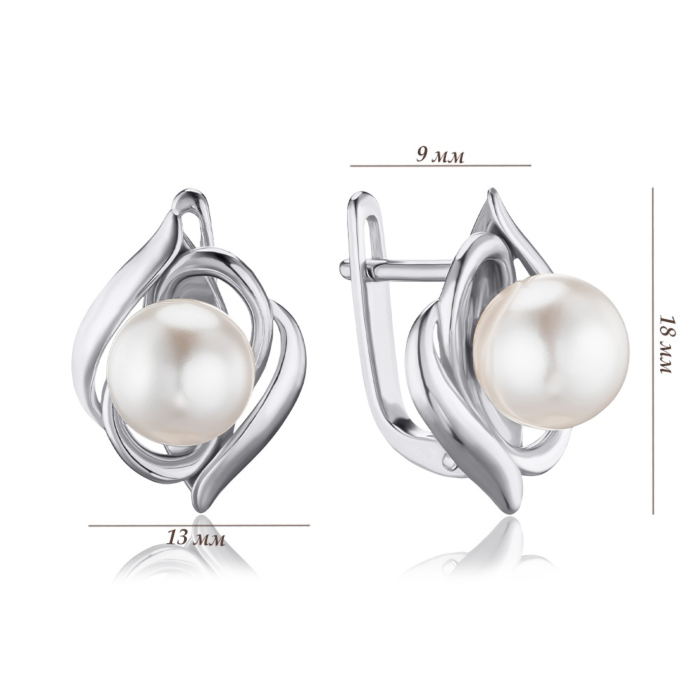 Срібні сережки з штучними перлами 40485/12/1/21395