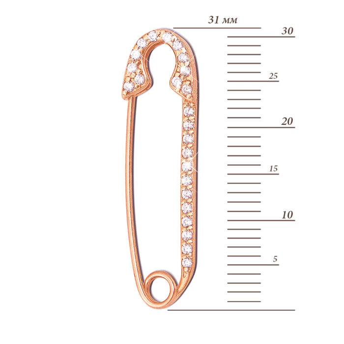 Золота брошка-булавка з фіанітами. Артикул 4049