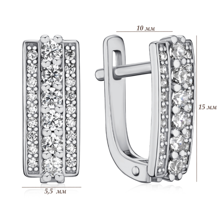 Срібні сережки з фіанітами 40491/12/1/55